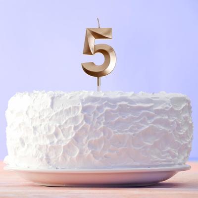 Свеча для торта, цифра «5», 11.5×2.3 см