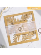 Приглашение на свадьбу, резное, золотое, 16×16 см - Фото 2