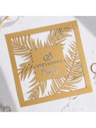 Приглашение на свадьбу, резное, золотое, 16×16 см - Фото 4