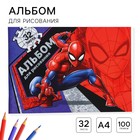 Альбом для рисования А4, 32 листа 100 г/м², на скрепке, Человек-паук - фото 6381431