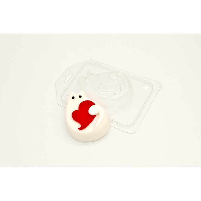 Пластиковая форма "Котик с сердечком" 8,5х6 см - Фото 1
