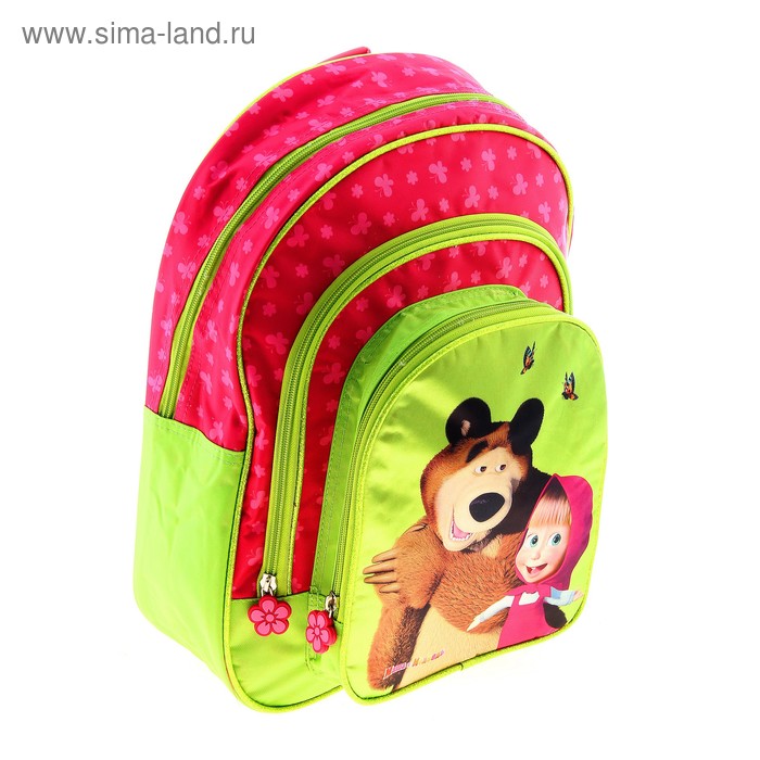 Рюкзак школьный эргономичная спинка "Маша и Медведь. Бабочки", спинка EVA , для девочки, розовый - Фото 1