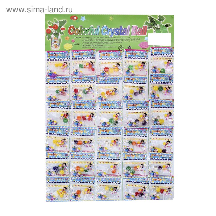 Растущий гель однотонный (набор 30 пакетов) на блистере d=4.5 см 37,5х24,5 см - Фото 1