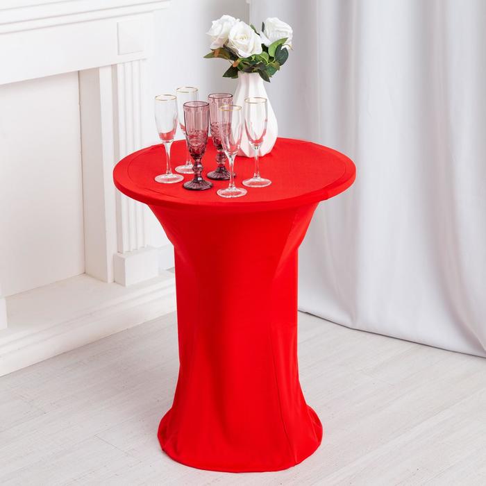 Чехол на стол, цв.красный, 60*120 см, 100% эластан - Фото 1