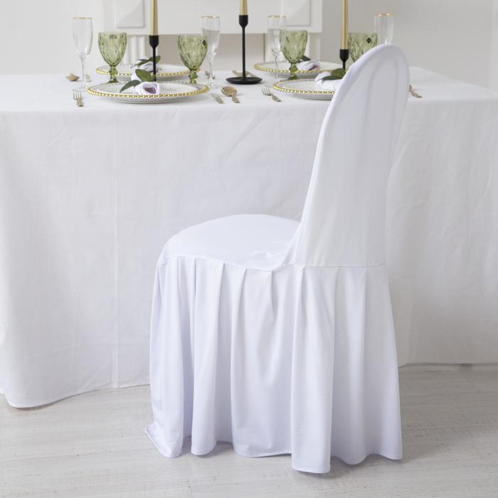 Чехол на стул с оборкой, цв.белый, 90*40*40 см, 100% п/э - Фото 1