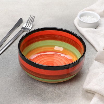 Салатник керамический Доляна «Индия», 1 л, d=18 см, цвет оранжевый