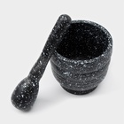 Ступка с пестиком Доляна «Чёрный камень», 250 мл, 9×10 см, чёрная - Фото 3