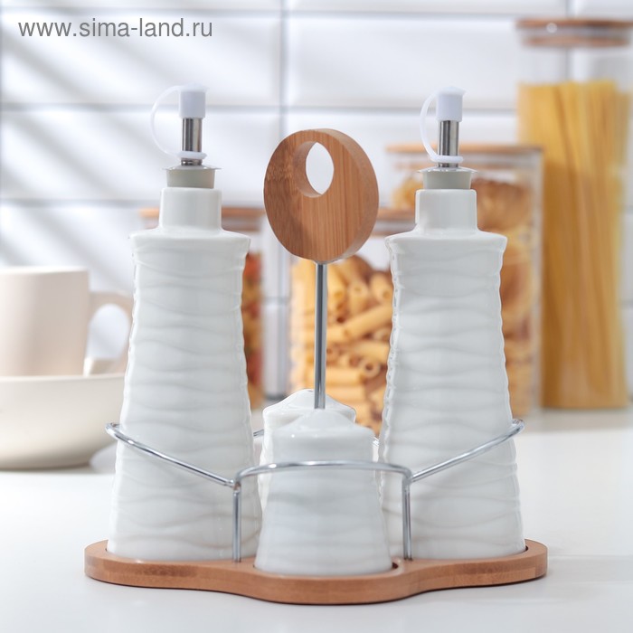 Набор для специй «Текстура», 4 шт: 2 соусника, солонка, перечница - Фото 1