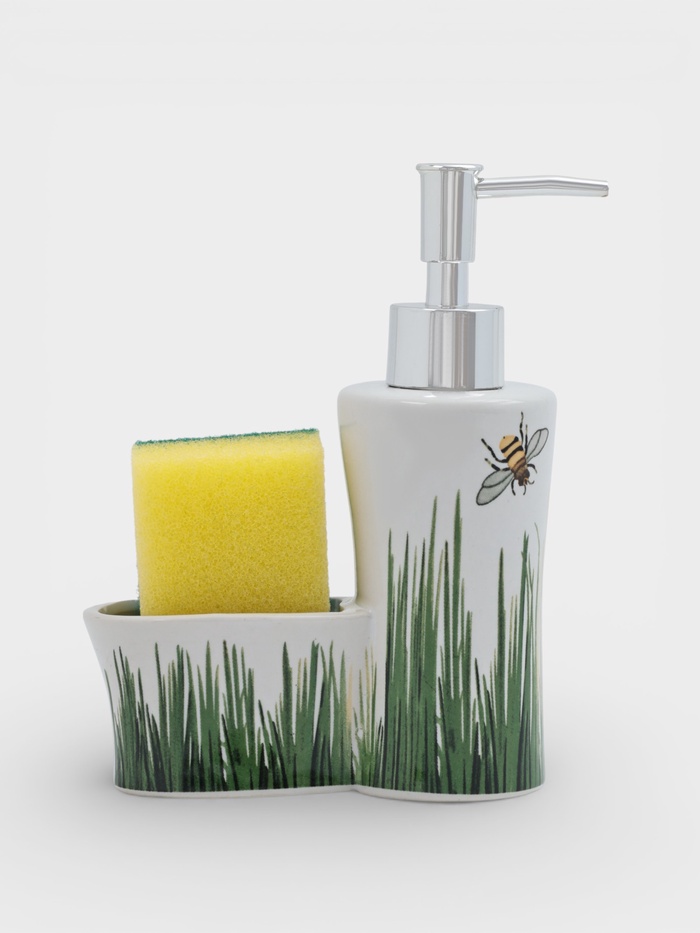 Дозатор для моющего средства с подставкой для губки Доляна «Травка», 240 мл - Фото 1