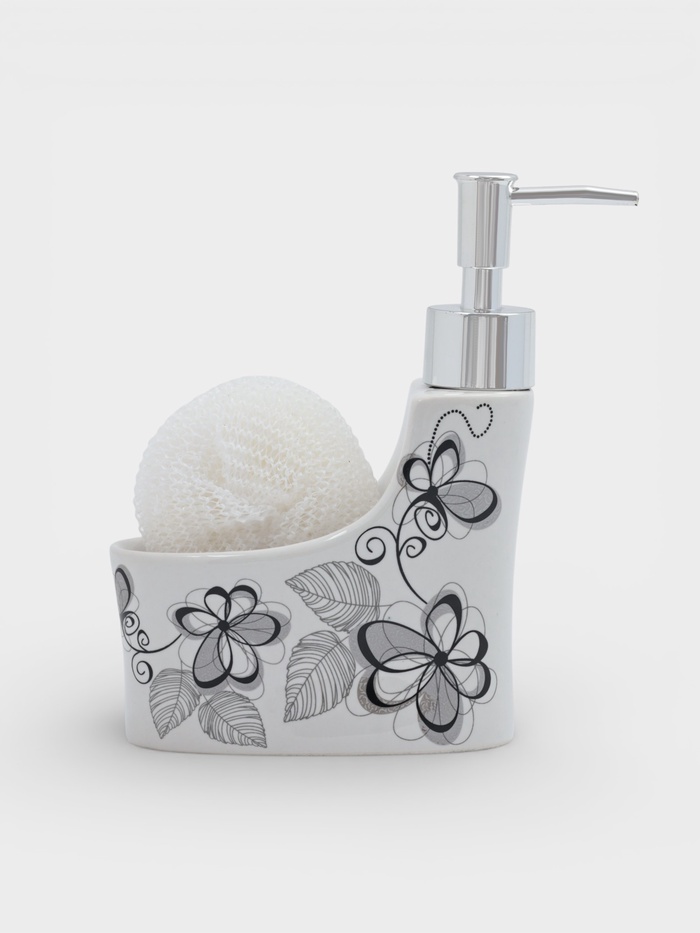Дозатор для моющего средства с подставкой для губки Доляна «Романтика», 250 мл - Фото 1