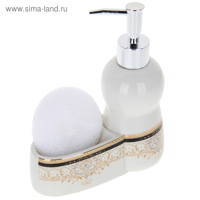 Дозатор для моющего средства с подставкой для губки Доляна «Восточный узор», 300 мл - Фото 1