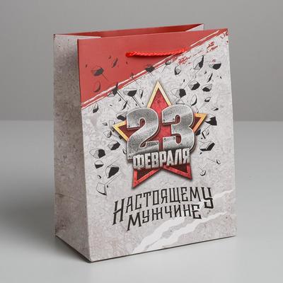 Пакет подарочный ламинированный вертикальный, упаковка, «Настоящему Мужчине», MS 18 х 23 х 10 см