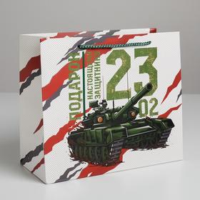 Пакет подарочный ламинированный горизонтальный, упаковка, «Настоящему Защитнику», ML 27 х 23 х 11,5 см
