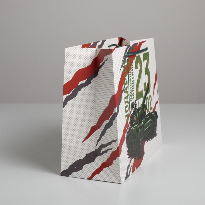 Пакет подарочный ламинированный горизонтальный, упаковка, «Настоящему Защитнику», ML 27 х 23 х 11,5 см - фото 1908651380