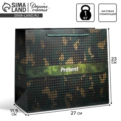 Пакет подарочный ламинированный, упаковка, «С 23 февраля», ML 27×23×11.5 см