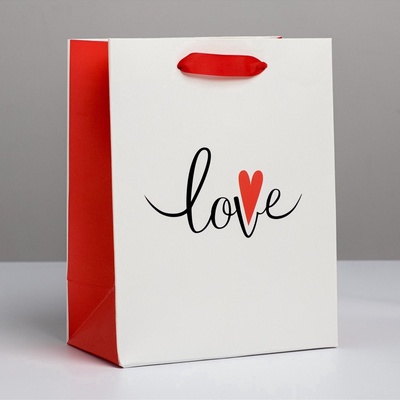 Пакет подарочный ламинированный, упаковка, «Love», MS 18×23×10 см