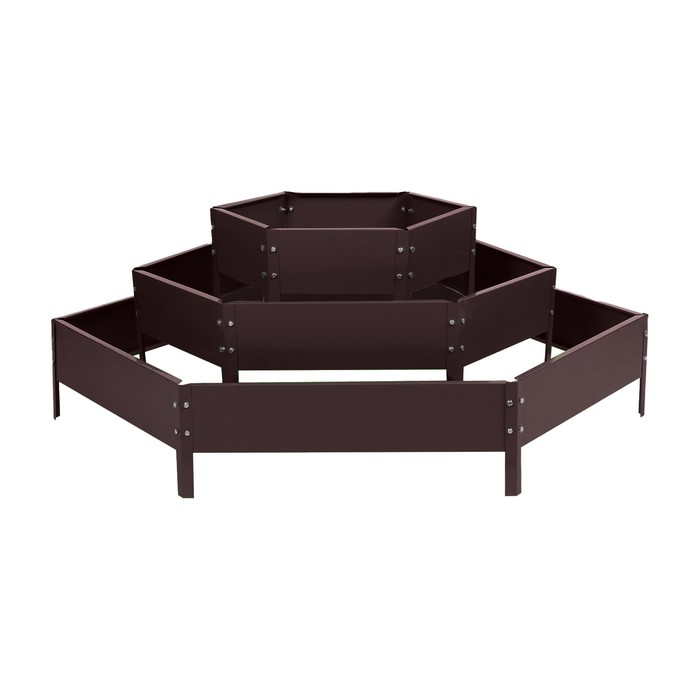 Клумба оцинкованная, 3 яруса, d=60–100–140 см, высота бортика 45 см, коричневая, Greengo