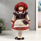 Кукла коллекционная керамика "Ульяна в полосатом платье с передником" 40 см - фото 9174648