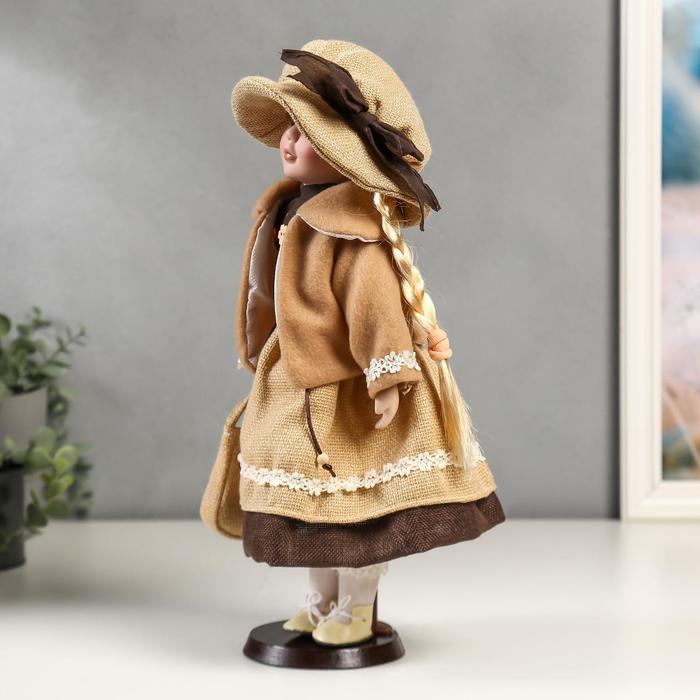 Кукла коллекционная керамика "Полина в бежевом платье и курточке" 40 см 49006