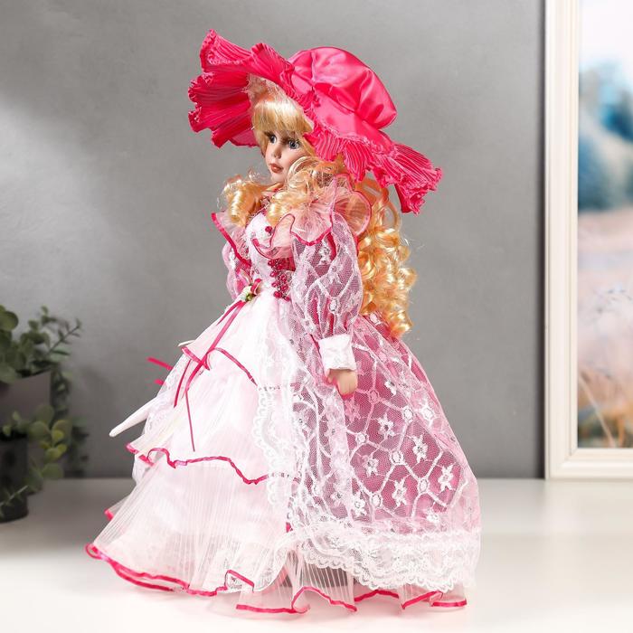 Кукла коллекционная керамика "Леди Виктория в розовом платье" 40 см - фото 1876215197