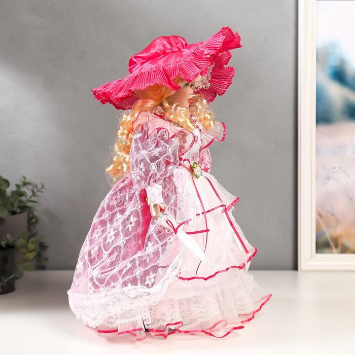 Кукла коллекционная керамика "Леди Виктория в розовом платье" 40 см - фото 1898396841