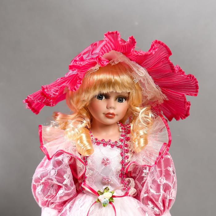 Кукла коллекционная керамика "Леди Виктория в розовом платье" 40 см - фото 1876215200