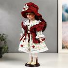 Кукла коллекционная керамика "Вероника в цветочном платье и красном пальто" 40 см - фото 43839171