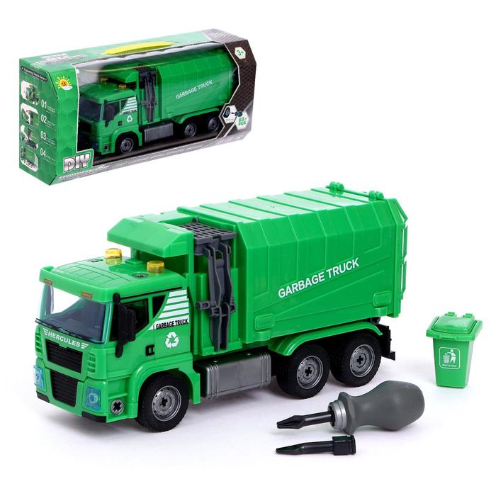 Конструктор винтовой «Мусоровоз», световые и звуковые эффекты, 88 деталей - Фото 1