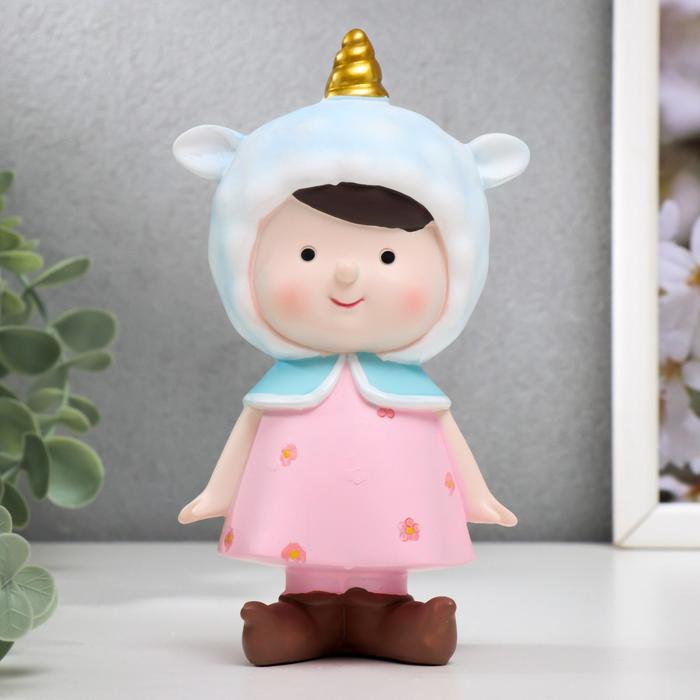 Фигурка полистоун «Малышка в шапочке единорога», 15.5×8.5×5.5 см