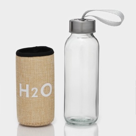 Бутылка для воды H=2O, 300 мл, h=17 см, стекло, прозрачная