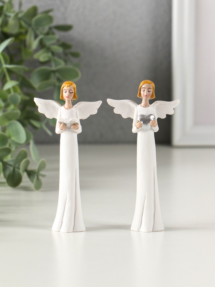 Фигурка полистоун «Ангел в белом платье с книгой, голубем, цветами», 10.5×4.8×2 см, МИКС - Фото 1