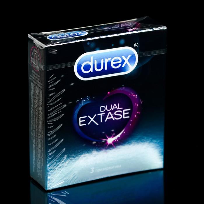 Презервативы №3 DUREX Dual Extase (рельефные с анестетиком) - Фото 1