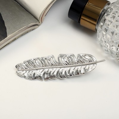 Зажим для волос «Либерти», перо, 7.5 см, серебро