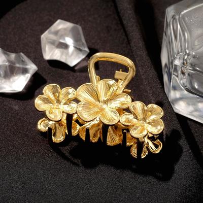 Крабик для волос «Валери», васильки, 5.3 см, золото