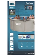 Бассейн каркасный стальной Bestway Hydrium 56574, 366×122 см, песчаный фильтр-насос, лестница, тент, круглый - Фото 24