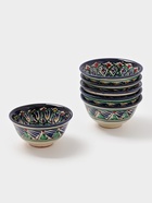 Набор больших пиал Риштанская керамика «Узоры», 6 шт.,11 см, синие - Фото 1