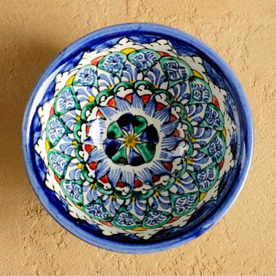 Пиалы Риштанская керамика «Узоры», набор 6 шт., d=11 см, синие