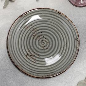 Тарелка фарфоровая обеденная «Суприм», d=21 см, цвет серый