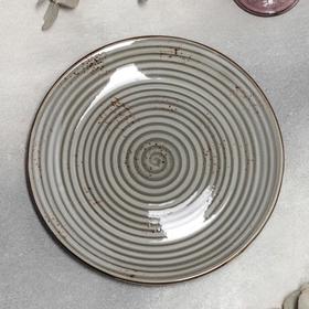 Тарелка фарфоровая обеденная «Суприм», d=25 см, цвет серый