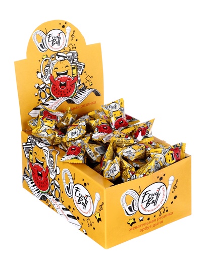 Жевательная резинка Fruit Ball с начинкой арбуз-дыня, 4 г