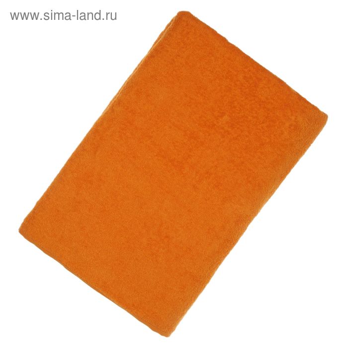 Простыня махровая, однотонная, цвет оранжевый, 190х200 см - Фото 1