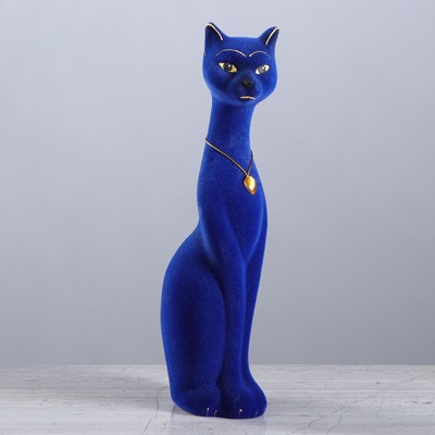 Копилка "Кошка Мурка", покрытие флок, синяя, 26 см
