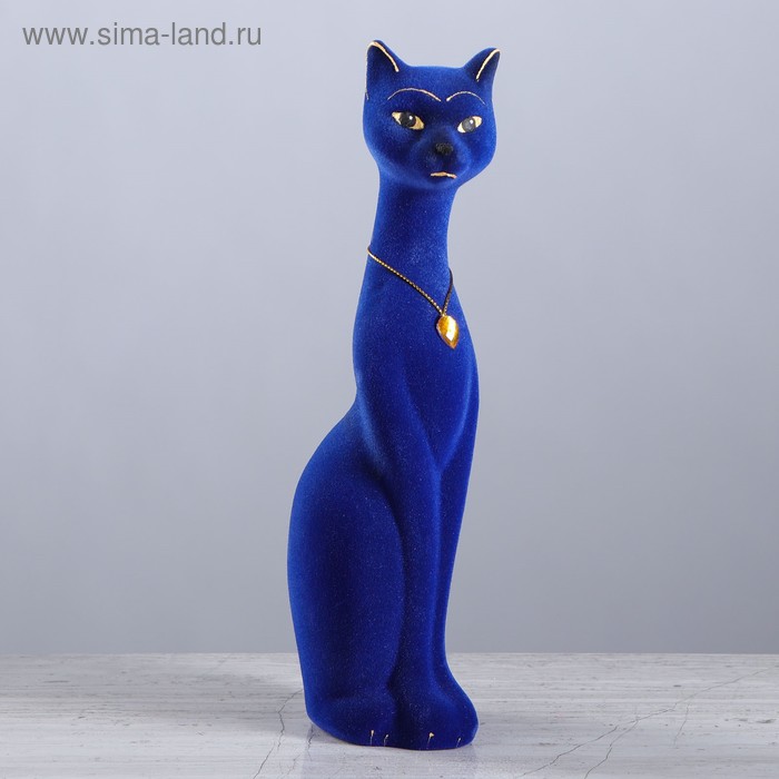 Копилка "Кошка Мурка", покрытие флок, синяя, 26 см - Фото 1