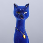 Копилка "Кошка Мурка", покрытие флок, синяя, 26 см - Фото 4