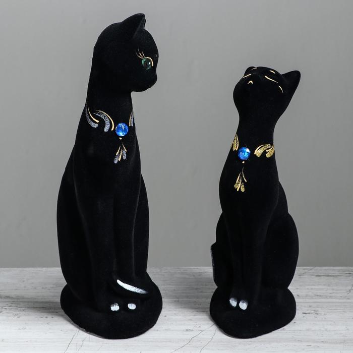 Копилка "Кошки Парочка", покрытие флок, чёрная, 31 см - Фото 1