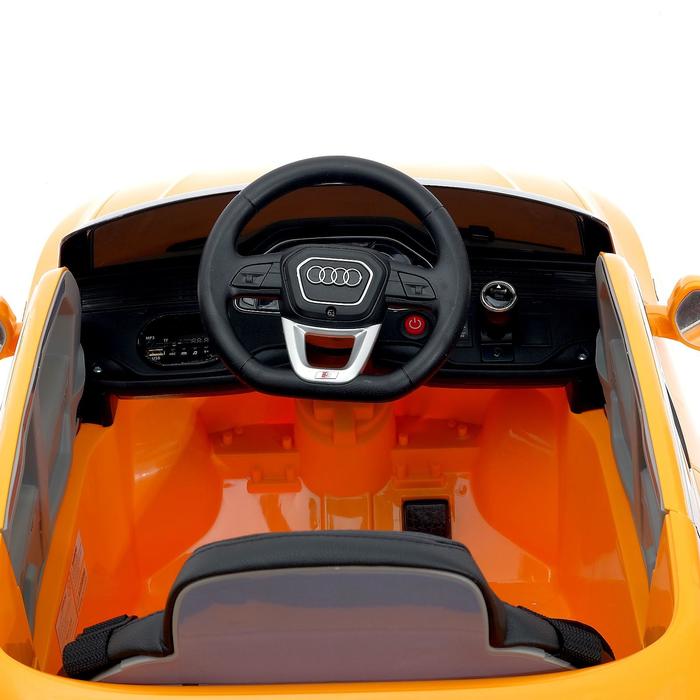 Электромобиль Audi Q8, EVA колёса, кожаное сидение, цвет оранжевый - фото 1907193671