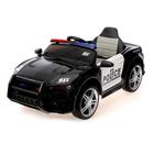 Электромобиль POLICE, EVA колеса, кожаное сиденье, цвет чёрный глянец - фото 51589237