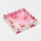 Коробочка для печенья с PVC крышкой, "Фламинго", белый, 12 х 12 х 3 см - Фото 4