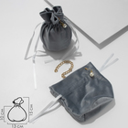 Мешочек бархатный с бусиной, 13×9 см, фасовка 25 шт., серый - Фото 1