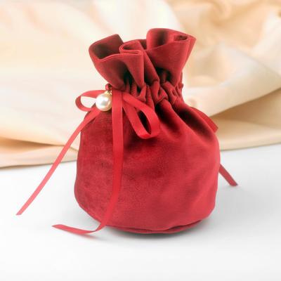 Мешочек бархатный с бусиной, 13×15 см, бордовый